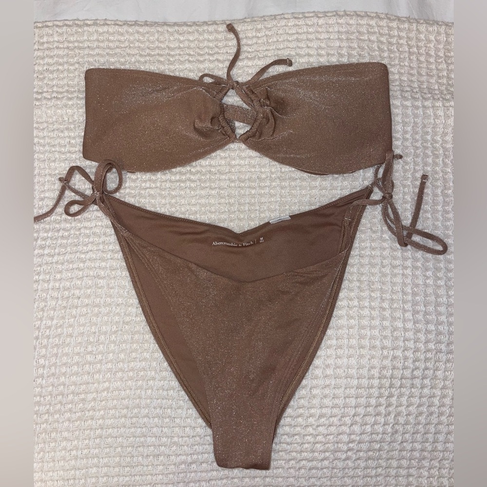Nude/brown Strapless Sparkly Bikini from Abercrombie